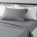 Amazon Basics Lightweight Breathable Brushed Microfiber 3-Piece Bed Sheet Set With 14-Inch Deep Pockets, Wrinkle Resistant, Twin XL, Dark Gray, Solid