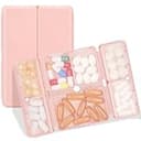 FYY Travel Pill Organizer, 7 Compartments Small Pill Box Medicine Case-Pink