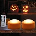 HOME MOST 2-Pack Halloween Pumpkin Lights with Remote/Timer - Orange Pumpkin Lights LED Battery Operated Halloween Decor - Jack-O-Lantern Outdoor Decorations