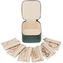 VLANDO Travel Jewelry Case with Clear 6 Velvet Bags,Green