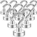 Neosmuk Magnetic Hooks, 30lb Heavy Duty, Silver, 10 Pack