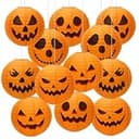 DECYOOL 12PCS Halloween Pumpkin Paper Lanterns, Hanging Jack O Lantern Set