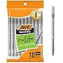 BIC Round Stic Black Ballpoint Pens, Medium Point, 1.0mm, 10-Count