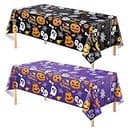 OHOME Halloween Decorations - Disposable Plastic Halloween Tablecloth | Halloween Party Decorations Favors Supplies for Table Decor Indoor Outdoor Backdrop Banner,2 Pack