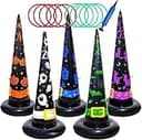 Poptrend 5PK Halloween Toys Halloween Games Inflatable Witch Hat Ring Toss Game, Inflatable Ring Toss Game with Air Pump. Games Toys for Kids Adults, Halloween Decorations (Witch Hat, 5PK)