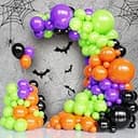 Halloween Balloons Arch Kit, 131pcs Black Purple Orange Green Balloons