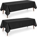 QIKSION 2 Pack Black Plastic Tablecloth, Black Table Cloth Disposable