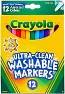 Ultra Clean Fine Line Markers (12ct), Washable Markers for Kids, Arts & Crafts, Coloring Book Markers, Toddler Gifts